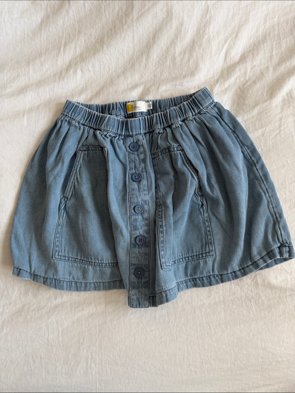Mini Boden Light Blue Denim Button-Front Skirt